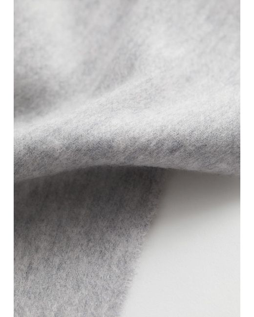 & Other Stories Gray Fringed Wool Blanket Scarf