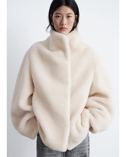 & Other Stories Natural Faux Fur Jacket