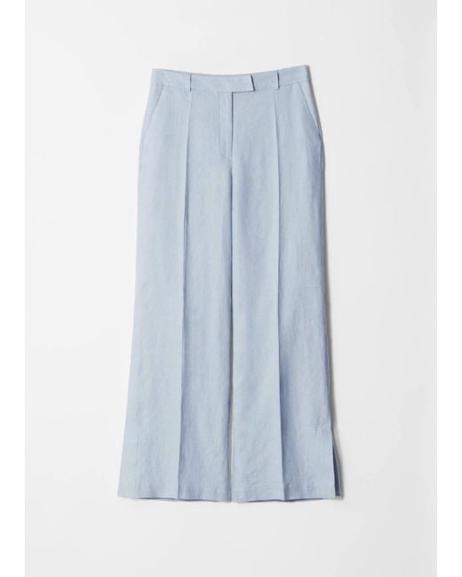 & Other Stories Blue Tailored Linen Trousers