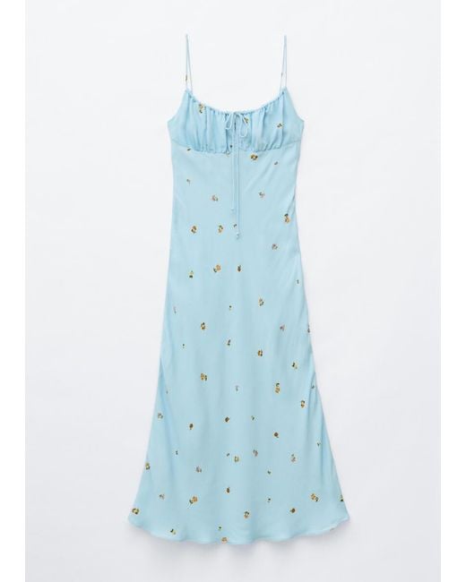 & Other Stories Blue Drawstring Midi Dress