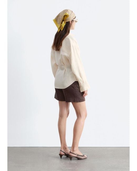 & Other Stories White Pleated-Waist Linen Shirt