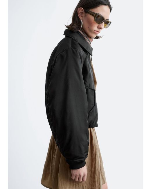 & Other Stories Black Cropped Bomber Jacket