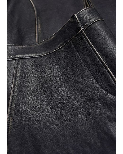 & Other Stories Black Topstitched Leather Mini Skirt