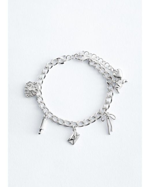 & Other Stories Blue Curb Chain Charm Bracelet