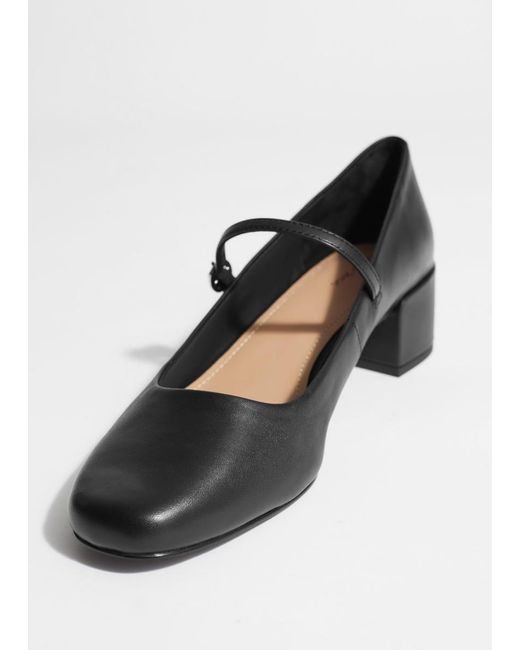 & Other Stories White Mary-Jane Leather Pumps