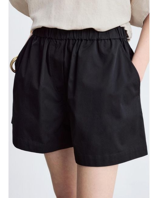 & Other Stories White High-Waist Cotton Shorts