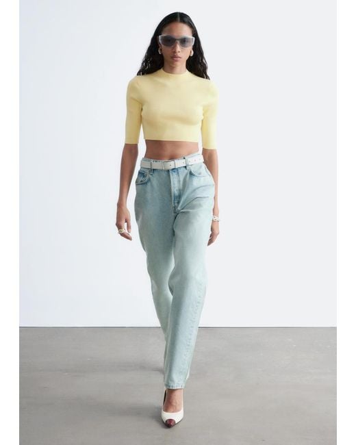& Other Stories Yellow Slim-Fit Cropped T-Shirt