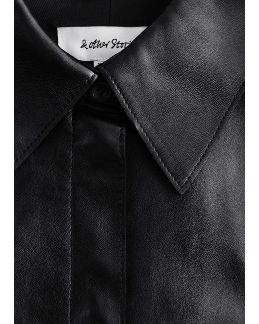 & Other Stories Red Oversized Leather Shirt