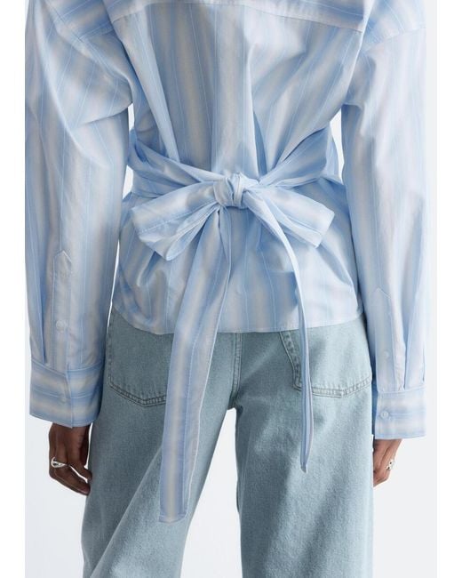 & Other Stories Blue Tie-Waist Cotton Shirt