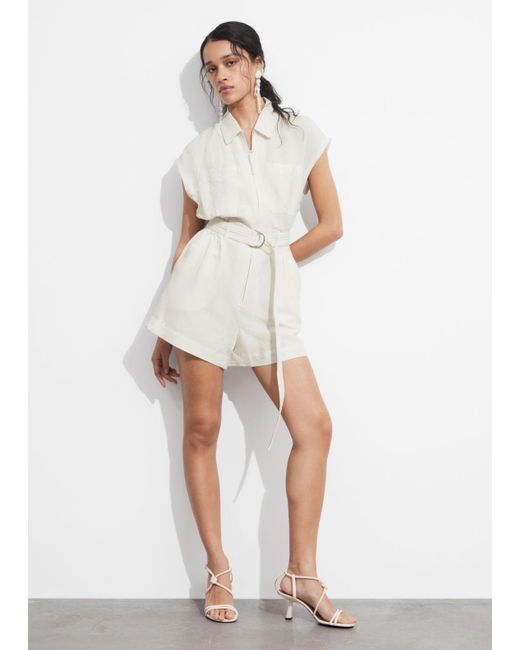& Other Stories White Utility Playsuit