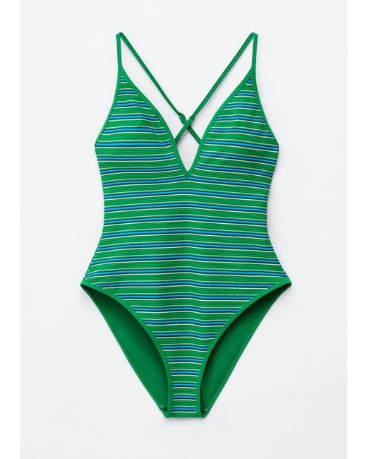 & Other Stories Green Cross-Back V-Neck Swimsuit