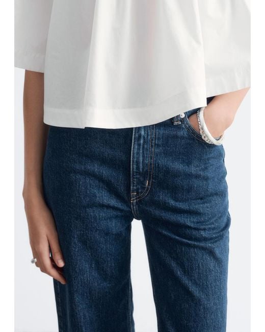 & Other Stories Blue Cropped Wide-Leg Jeans