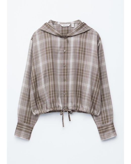 & Other Stories White Checked Shirt With Hoodie