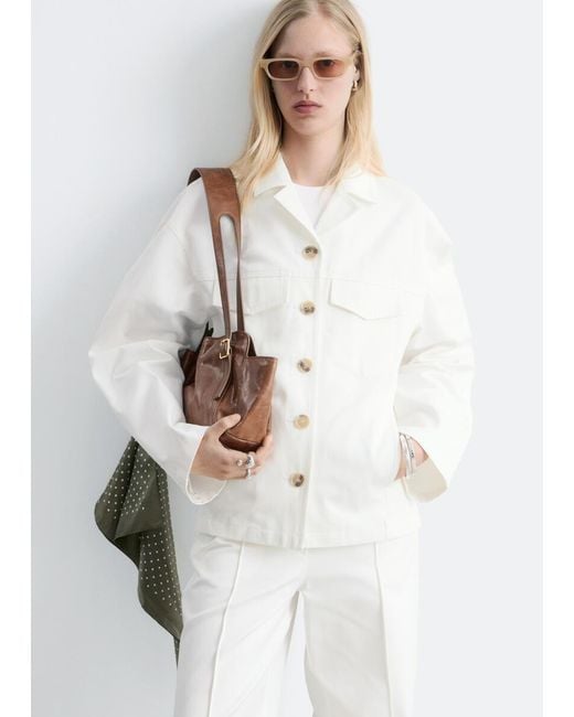 & Other Stories White Cotton Twill Tailored Jacket
