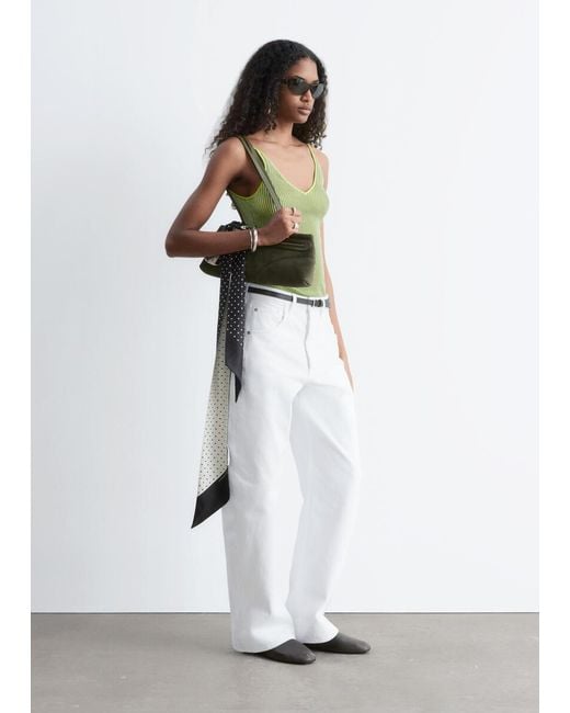 & Other Stories Green Rib-Knit Camisole