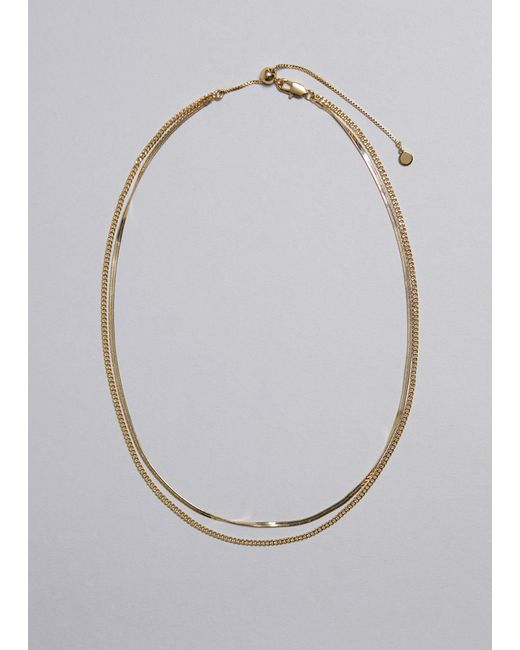 & Other Stories Gray Double Chain Necklace