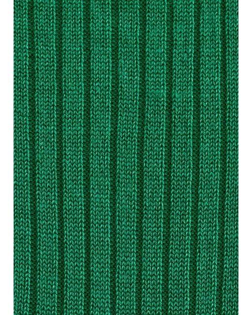 & Other Stories Green Silk-Blend Ribbed Socks