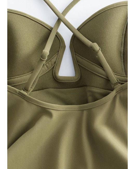& Other Stories Green Triangle-Cut Swimsuit