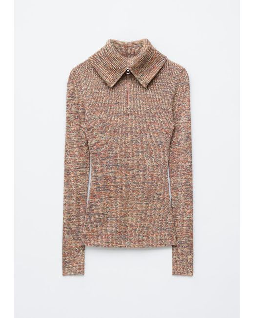 & Other Stories Orange Melange Knit Half-Zip Top