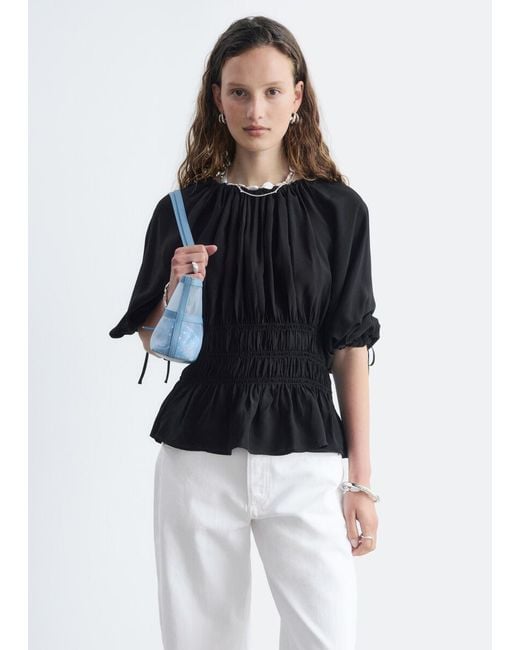 & Other Stories Blue Smocked Blouse