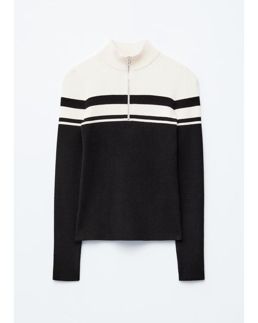 & Other Stories Black Zip-Top Mock Neck Jumper