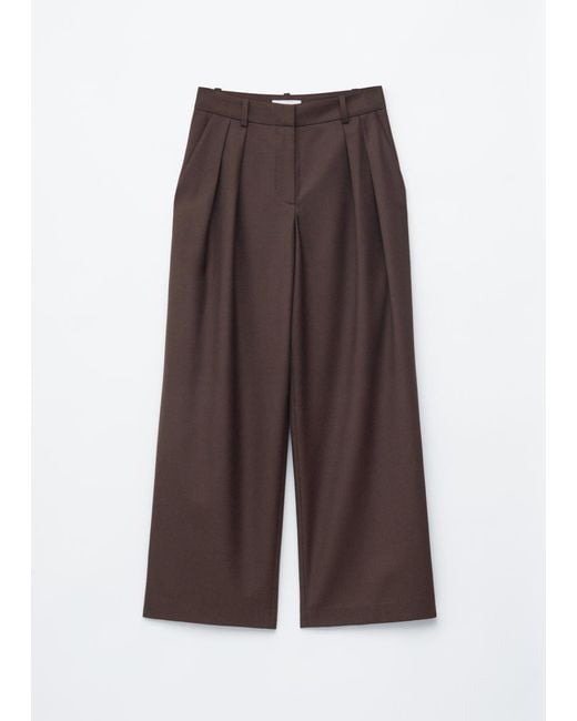 & Other Stories Brown Wool-Blend Tailored Trousers