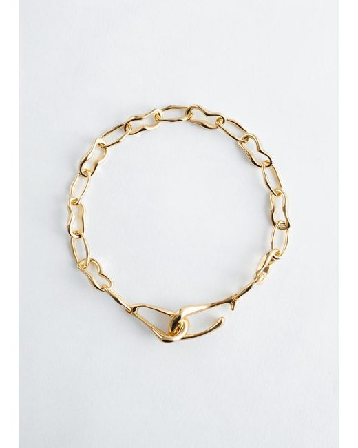 & Other Stories White Oversized-Clasp Chain Necklace