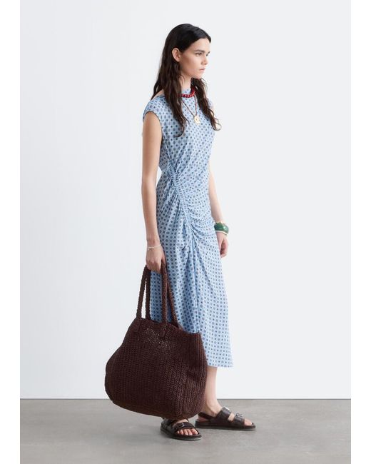 & Other Stories White Boat-Neck Midi Dress