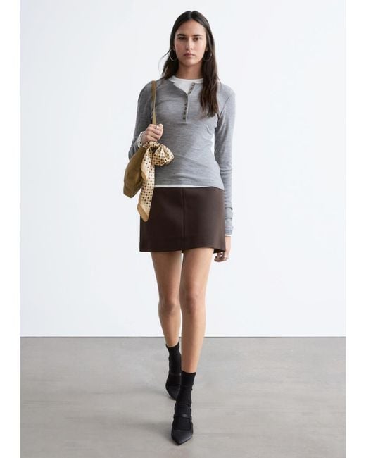 & Other Stories Brown A-Line Mini Skirt