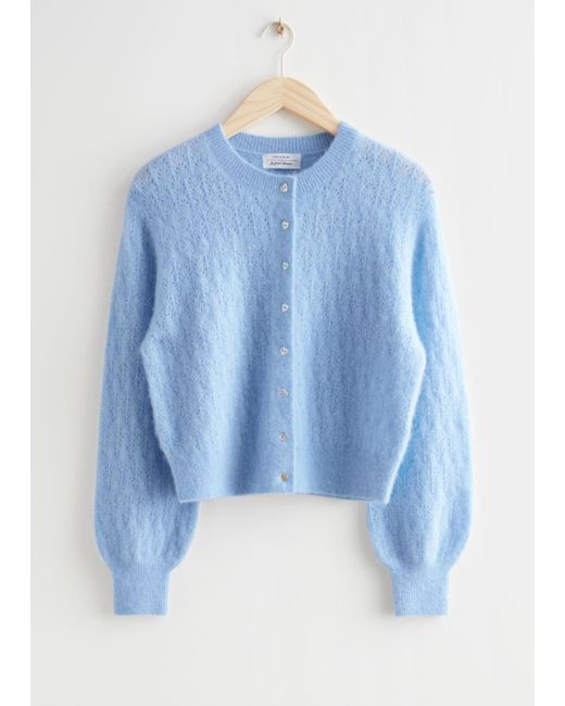 & Other Stories Blue Heart Button Knit Cardigan