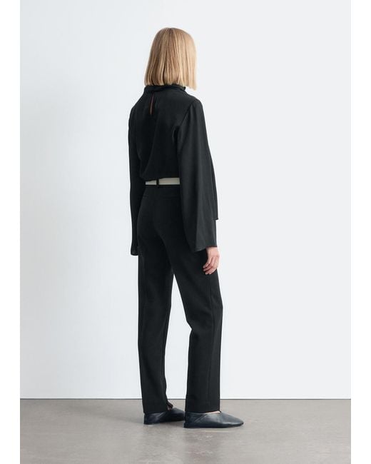 & Other Stories Black Slim-Leg Press-Crease Trousers