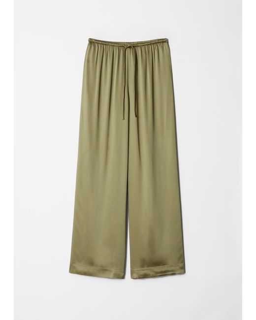 & Other Stories Green Drawstring Satin Trousers