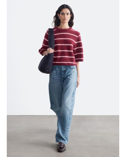 & Other Stories Red Alpaca-Blend Knitted T-Shirt