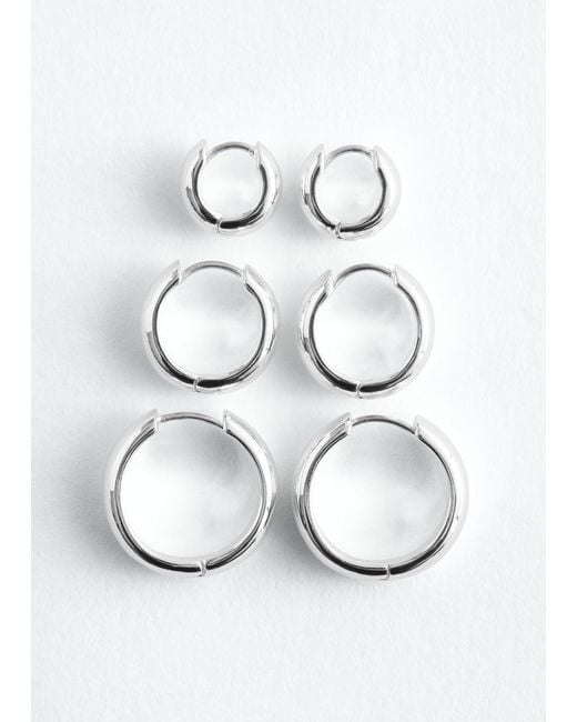 & Other Stories Brown Chunky Hoop Set