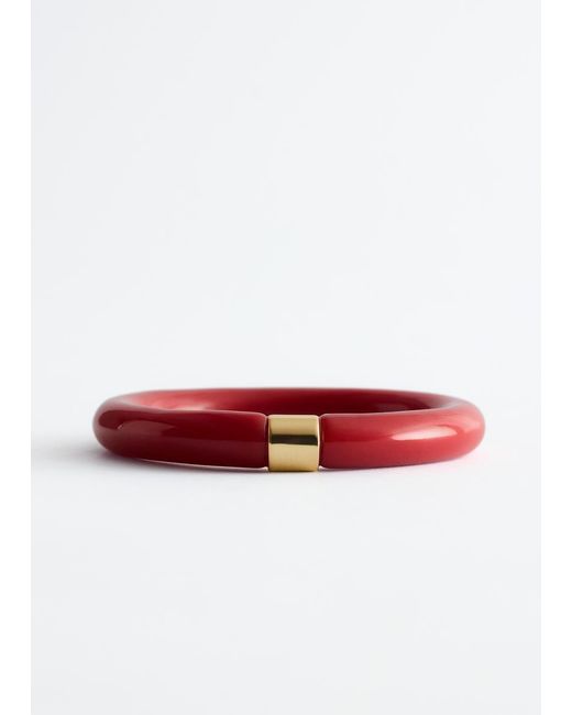 & Other Stories White Contrast Metal Resin Bangle