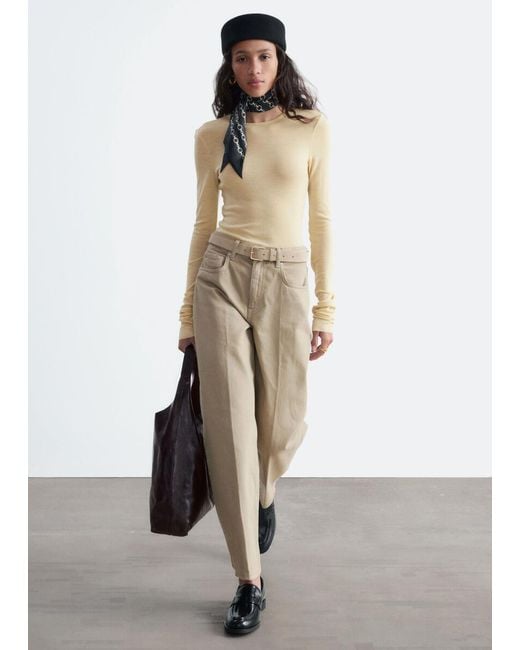 & Other Stories Natural Plain-Knit Wool Top