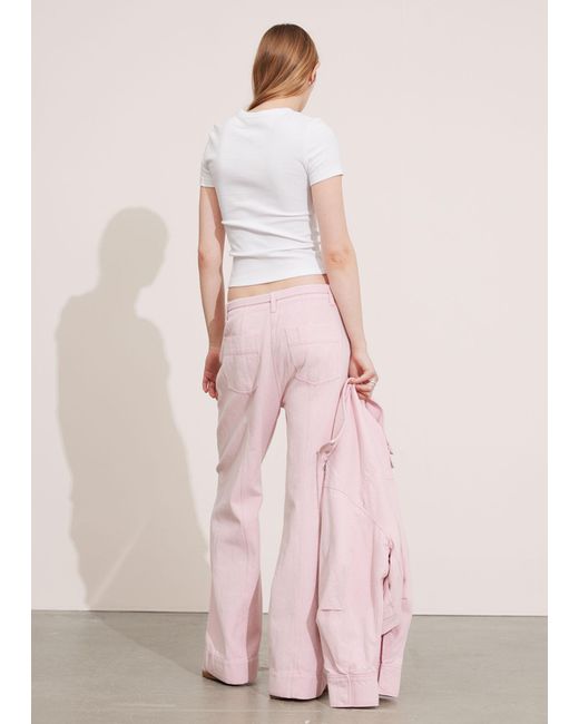 & Other Stories Pink Relaxed Belted Trousers