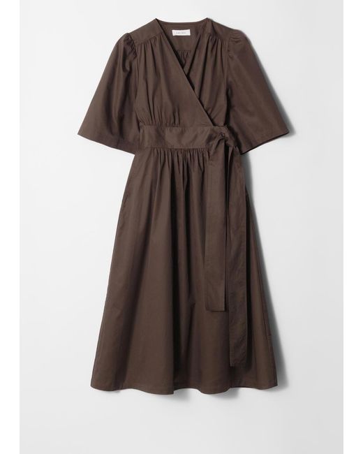 & Other Stories Brown Wrap Midi Dress