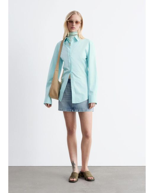 & Other Stories Blue Tapered Cotton Shirt