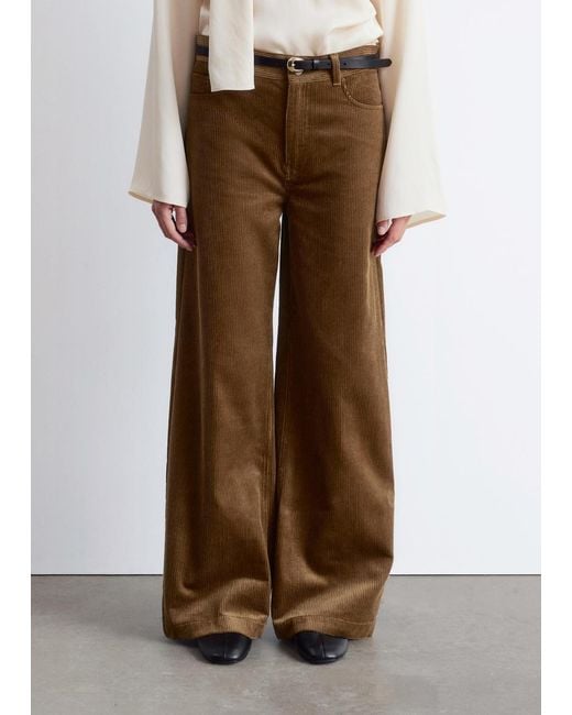 & Other Stories White Wide-Leg Corduroy Trousers