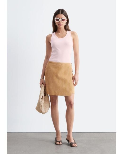 & Other Stories Pink Ribbed Cotton Tank Top