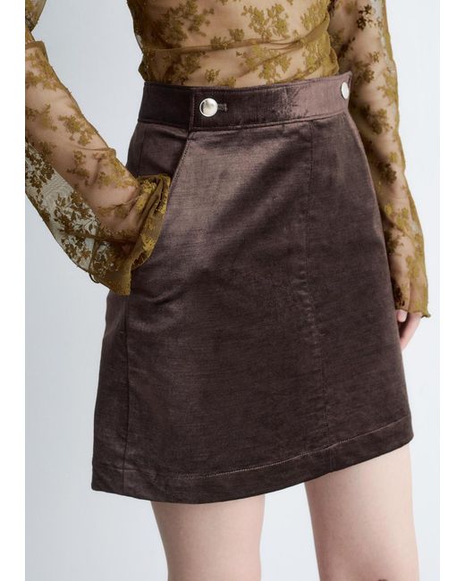 & Other Stories White Velvet Mini Skirt
