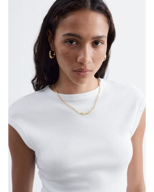 & Other Stories White Open-Back Ribbed Top