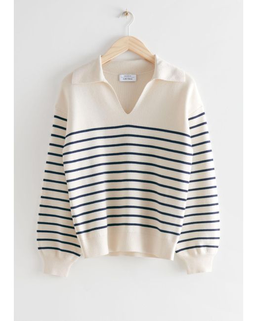 & Other Stories Gray Relaxed Collared Sweater