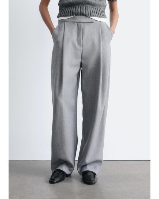 & Other Stories White Wool-Blend Tailored Trousers