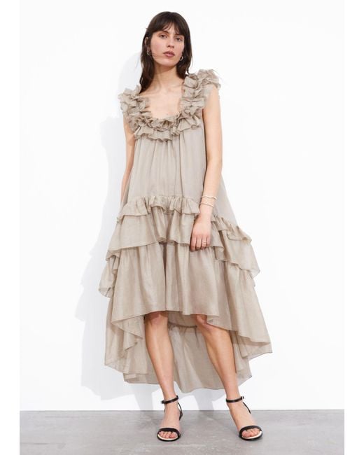 georgette midi dress self-portrait - Pink Georgette Frill Midi Dress