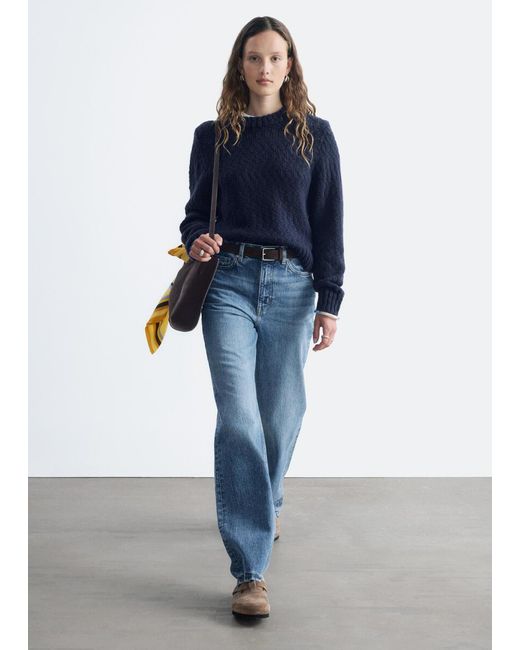 & Other Stories Blue Wool-Cotton Bouclé Jumper