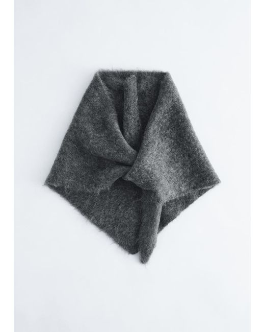 & Other Stories Gray Mohair-Blend Brushed Triangle Scarf