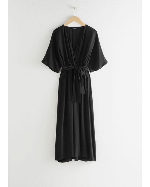 & other stories black wrap dress