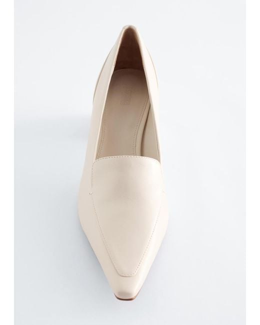 & Other Stories Gray Leather Loafer Pumps